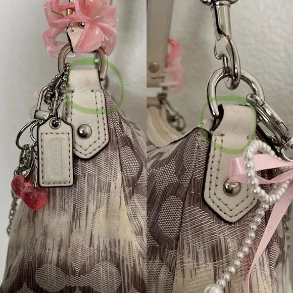 Coach Beige and Pink Shoulder Bag with Chain Detail - Picture 4 of 16
